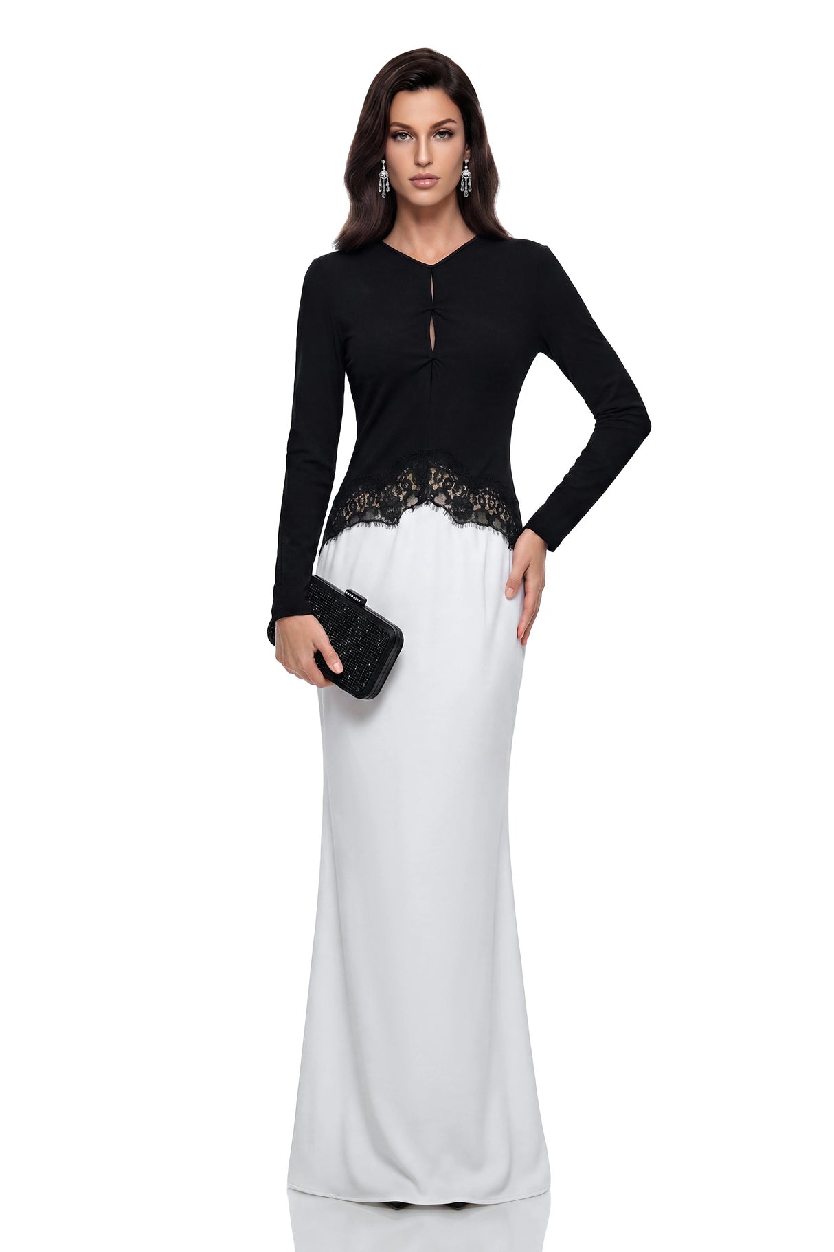 Kalliope Color Block Floral Lace Maxi Dress