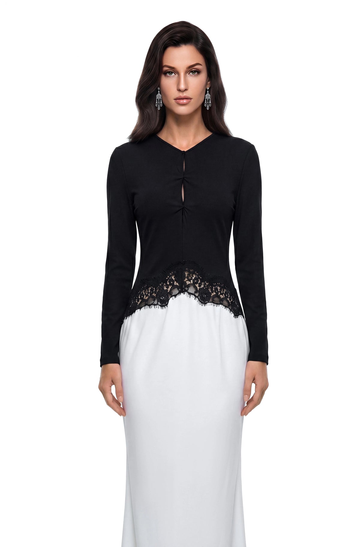 Kalliope Color Block Floral Lace Maxi Dress