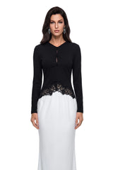 Kalliope Color Block Floral Lace Maxi Dress