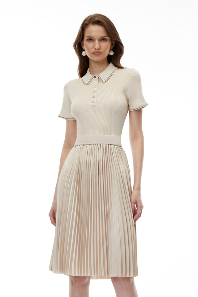 Kalypso Cream Stretch Knit Midi Dress