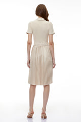 Kalypso Cream Stretch Knit Midi Dress