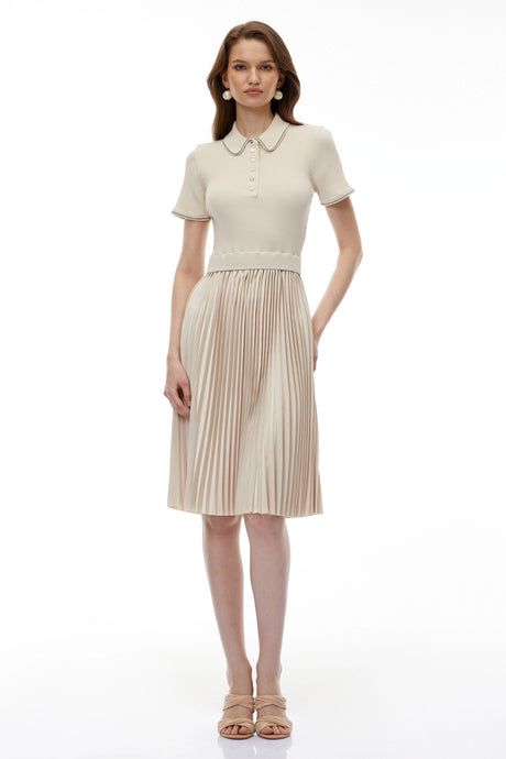 Malina Midi Dress Cream Stretch Knit