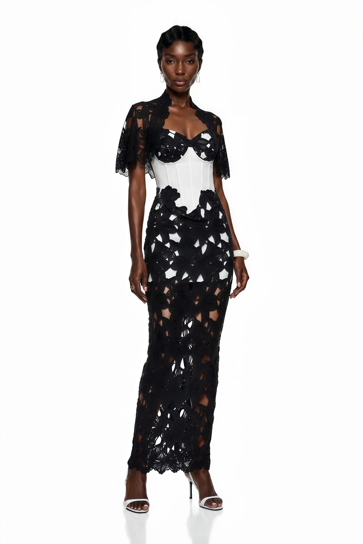 Kamila Black Color Block Maxi Dress with CutOuts