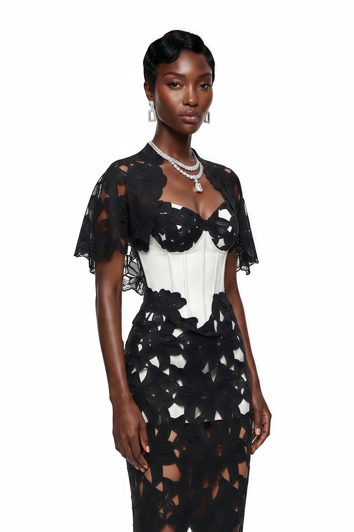 Kamila Black Color Block Maxi Dress with CutOuts