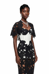 Kamila Black Color Block Maxi Dress with CutOuts