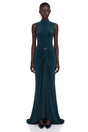 Kamila Dark Green Asymmetrical Ruched Maxi Dress