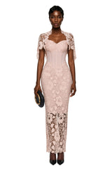 Kamila Pink Solid Color Maxi Dress with CutOuts