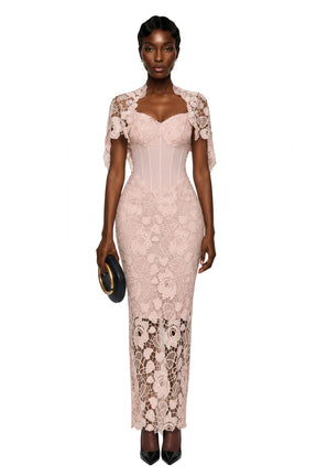 Kamila Pink Solid Color Maxi Dress with CutOuts