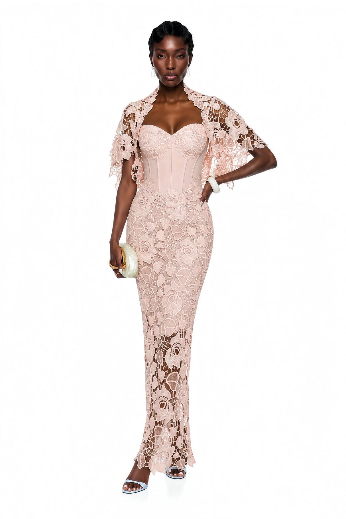 Kamila Pink Solid Color Maxi Dress with CutOuts