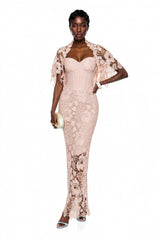 Kamila Pink Solid Color Maxi Dress with CutOuts