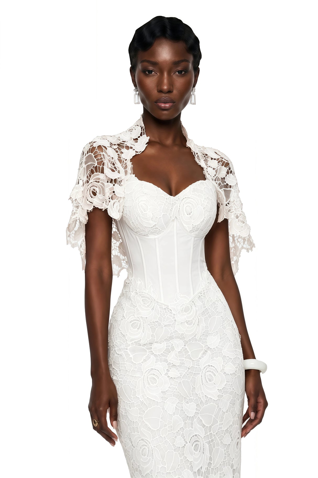Kamila White Solid Color Maxi Dress with CutOuts