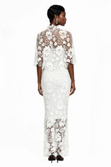 Kamila White Solid Color Maxi Dress with CutOuts