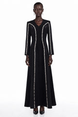 Karamea Black Rhinestone VNeck Maxi Dress