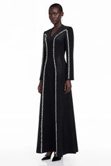 Karamea Black Rhinestone VNeck Maxi Dress