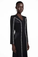 Karamea Black Rhinestone VNeck Maxi Dress