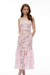 Karima Pink Floral Lace Mermaid Maxi Dress