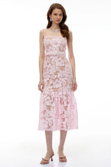Karima Pink Floral Lace Mermaid Maxi Dress