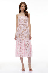 Karima Pink Floral Lace Mermaid Maxi Dress