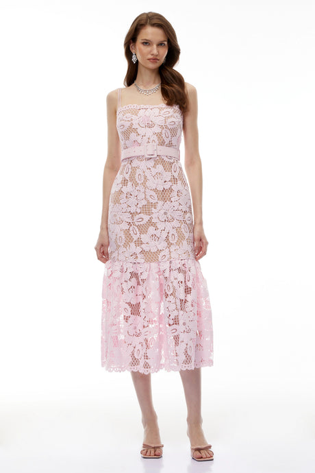 Zinnia Maxi Dress Pink Floral Lace Mermaid