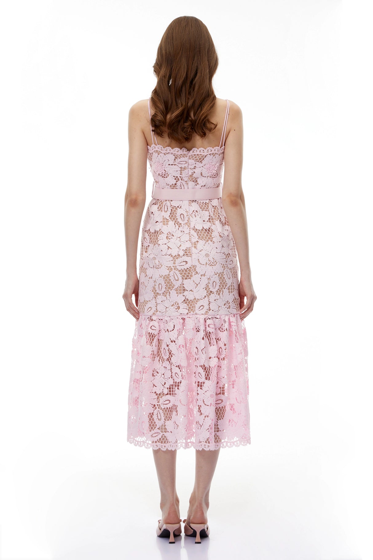 Karima Pink Floral Lace Mermaid Maxi Dress