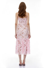 Karima Pink Floral Lace Mermaid Maxi Dress