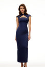 Karine Navy Blue Satin Pencil Maxi Dress