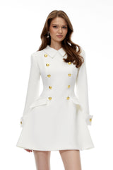 Kasmira White DoubleBreasted Blazer Dress