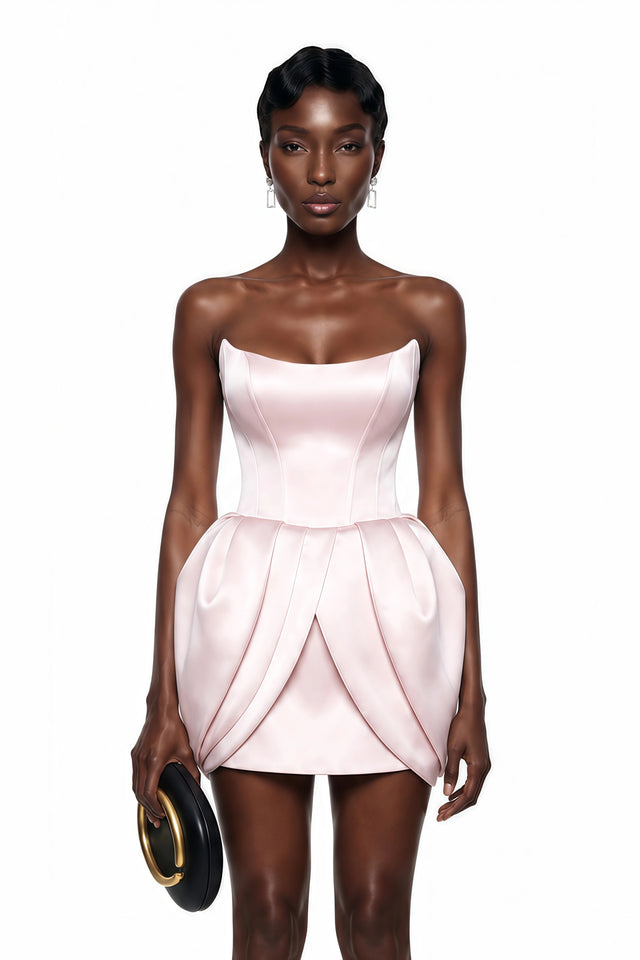 Katarina Pink Off Shoulder Puffball Mini Dress