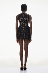 Katherine Black Sleeveless Floral Lace Mini Dress