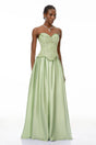Kathrin Green Embellished Satin Panel Maxi Dress