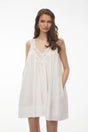 Kátia White Ruched Mini Dress with Lace Trim