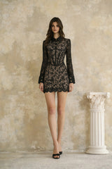 Katla Black Floral Lace Bodycon Mini Dress