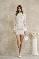 Katla White Floral Lace Bodycon Mini Dress