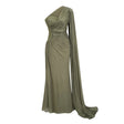 Katrin Green One Shoulder Ruched Maxi Dress