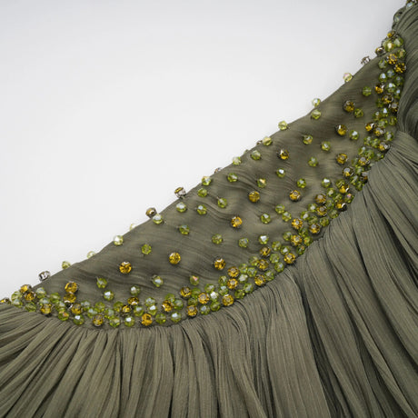 Pasqualina Maxi Dress Green One Shoulder Ruched