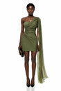 Katrin Green One Shoulder Ruched Mini Dress