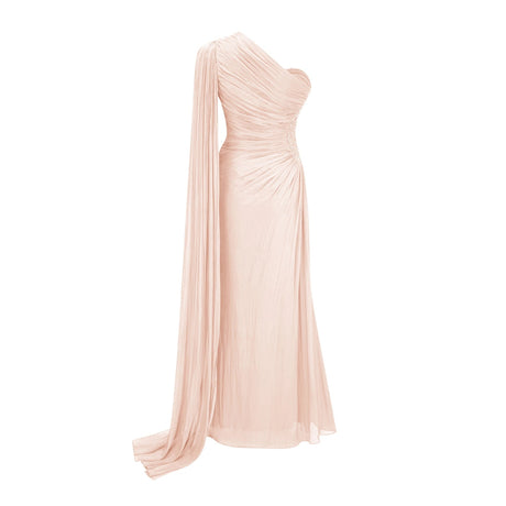 Ninetta Maxi Dress Pink One Shoulder Ruched