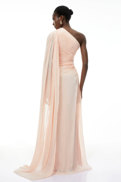 Ninetta Maxi Dress Pink One Shoulder Ruched