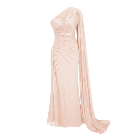 Ninetta Maxi Dress Pink One Shoulder Ruched