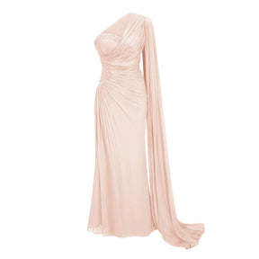 Katrin Pink One Shoulder Ruched Maxi Dress