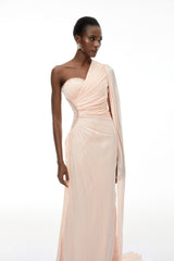 Katrin Pink One Shoulder Ruched Maxi Dress