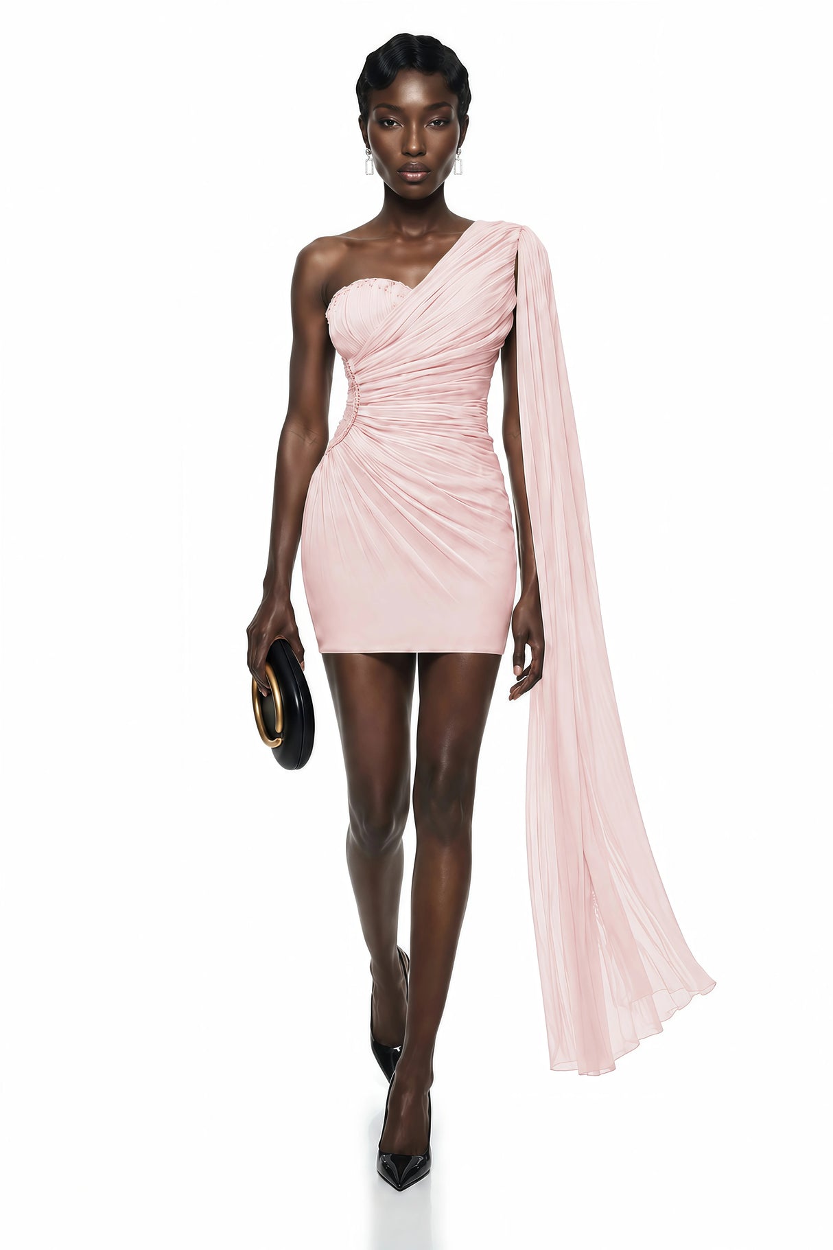 Katrin Pink One Shoulder Ruched Mini Dress