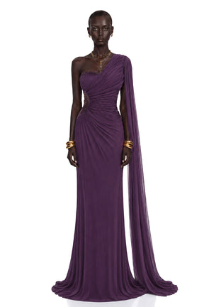 Katrin Purple One Shoulder Ruched Maxi Dress