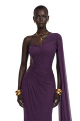 Katrin Purple One Shoulder Ruched Maxi Dress
