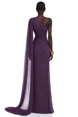 Katrin Purple One Shoulder Ruched Maxi Dress