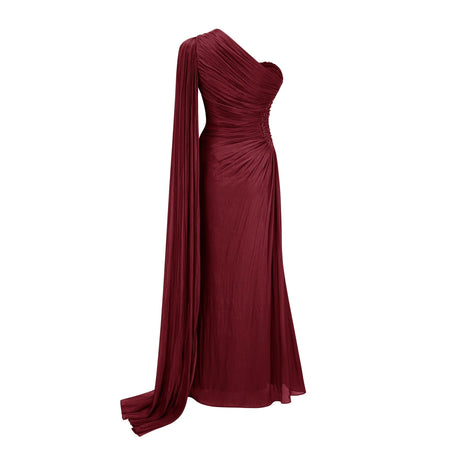 Valeria Maxi Dress Red One Shoulder Ruched