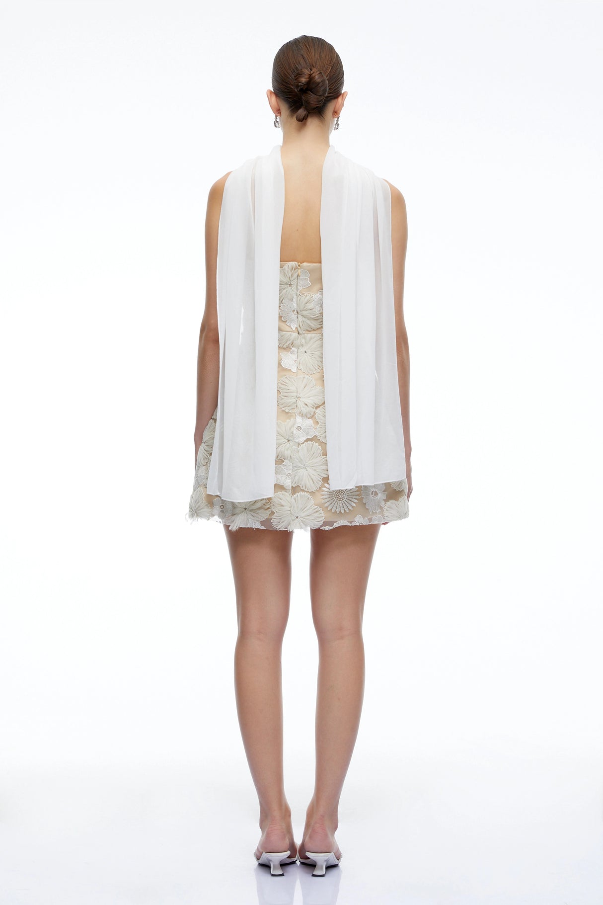 Katrina White Floral Embroidered Strapless Mini Dress