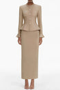 Kayla Gold Crystal Embellished Knit Midi Dress