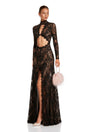Kenza Black Cut Out Floral Lace Maxi Dress
