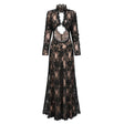 Kenza Black Cut Out Floral Lace Maxi Dress